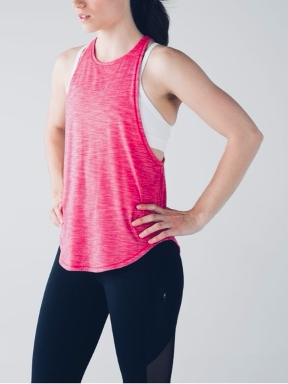 LULULEMON Coral Red Striped Sweat Date Racerback Tank Top